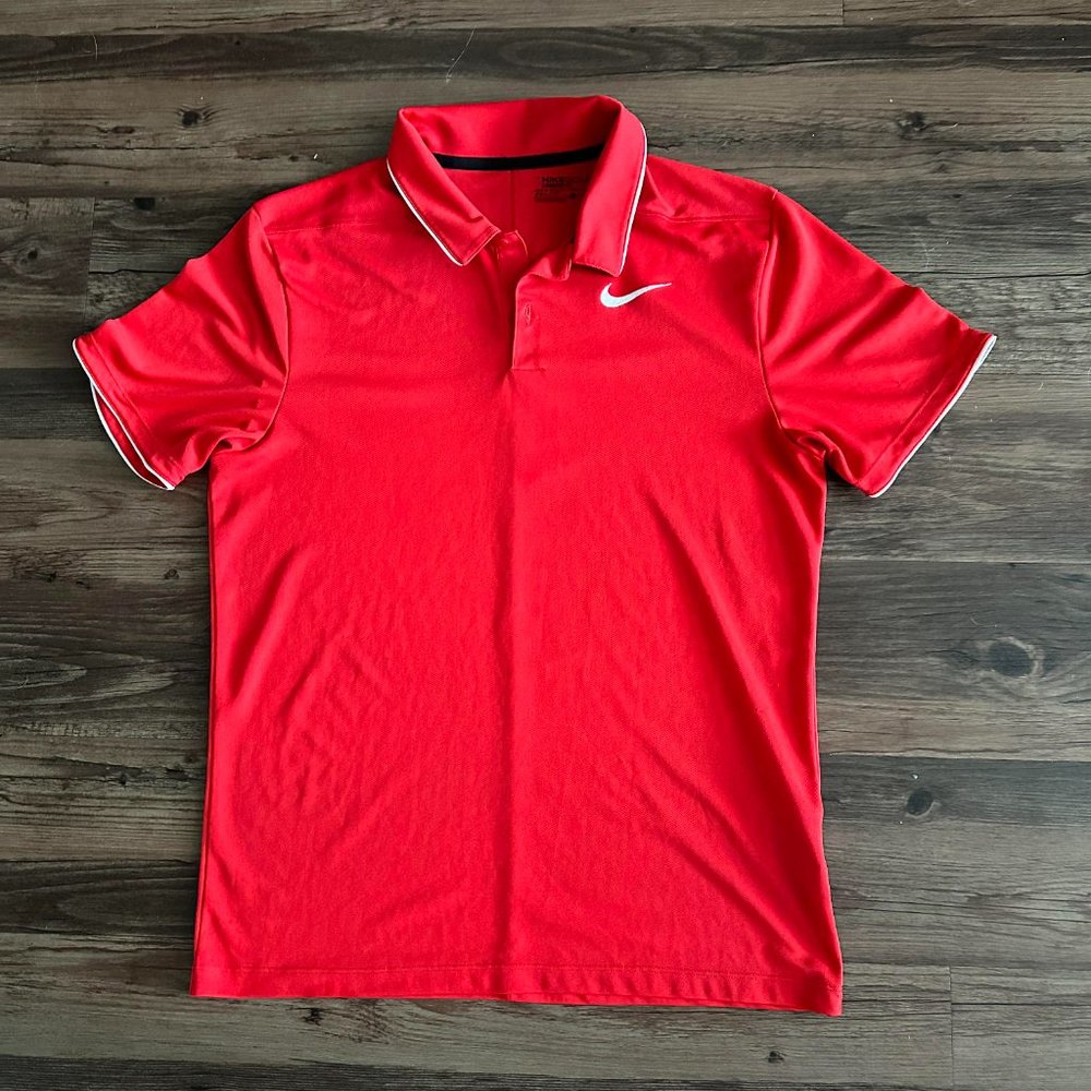 Nike Golf Dri-Fit Mens Red Short Sleeve Tennis Polo Shirt Size Small